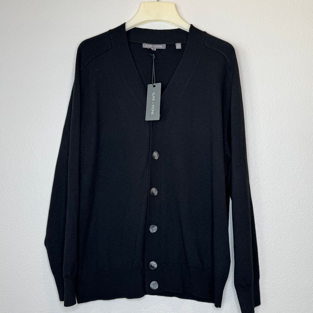 SLATE & STONE NEW Button Front Mens Cardigan XL Black Wool Blend Business Casual